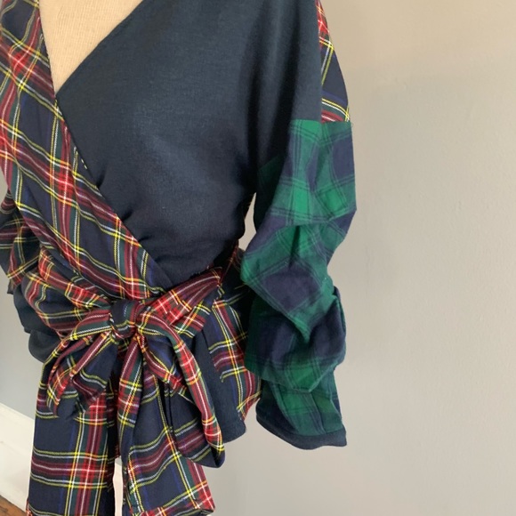 THML Plaid Tie Blouse - Picture 3 of 3